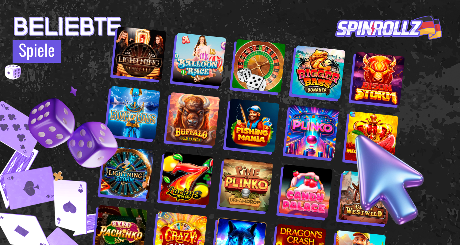 Spinrollz bietet eine umfangreiche Sammlung von Casinospielen