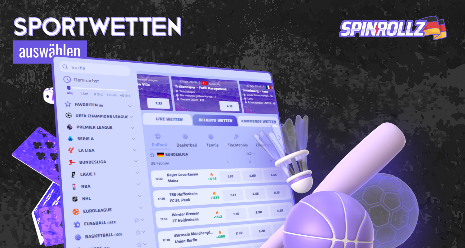 Spinrollz in Deutschland bietet Sportwetten an